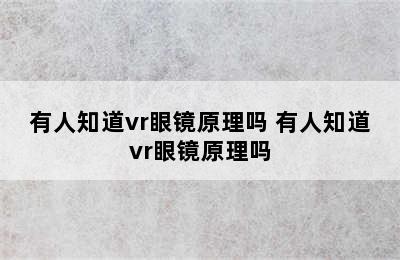 有人知道vr眼镜原理吗 有人知道vr眼镜原理吗